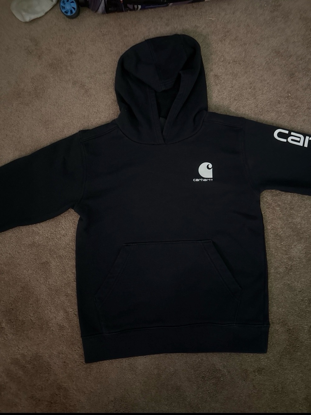 Carhartt Kids Black Hoodie with White Logo